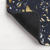 Terrazzo Pattern Navy & Gold Abstract Muismat (Hoek)