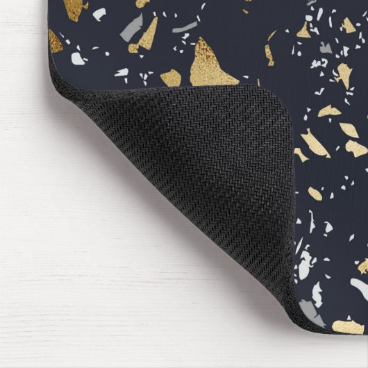 Terrazzo Pattern Navy & Gold Abstract Muismat (Hoek)