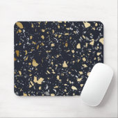 Terrazzo Pattern Navy & Gold Abstract Muismat (Met muis)