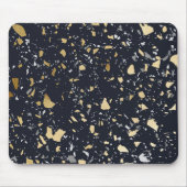 Terrazzo Pattern Navy & Gold Abstract Muismat (Voorkant)