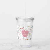 Terrazzo Pattern Pink Apple Teacher Acryl Drinkbeker (Voorkant)