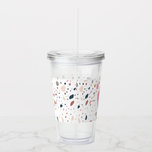 Terrazzo Pattern Pink Apple Teacher Acryl Drinkbeker (Rechts)