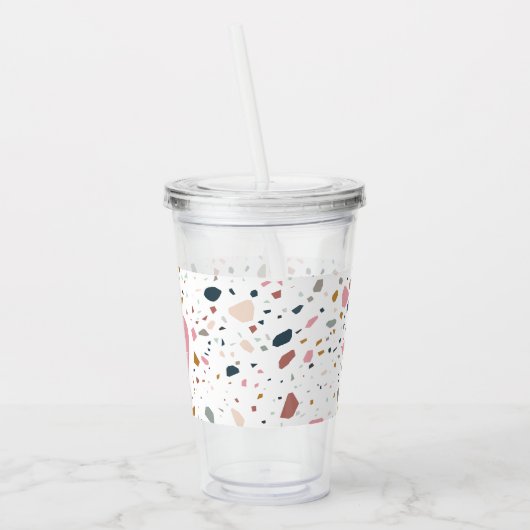 Terrazzo Pattern Pink Apple Teacher Acryl Drinkbeker (Links)