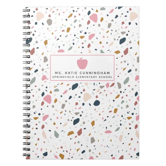 Terrazzo Pattern Pink Apple Teacher Notitieboek (Voorkant)