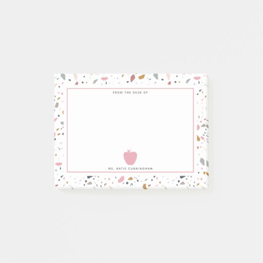 Terrazzo Pattern Pink Apple Teacher Post-it® Notes (Voorkant)