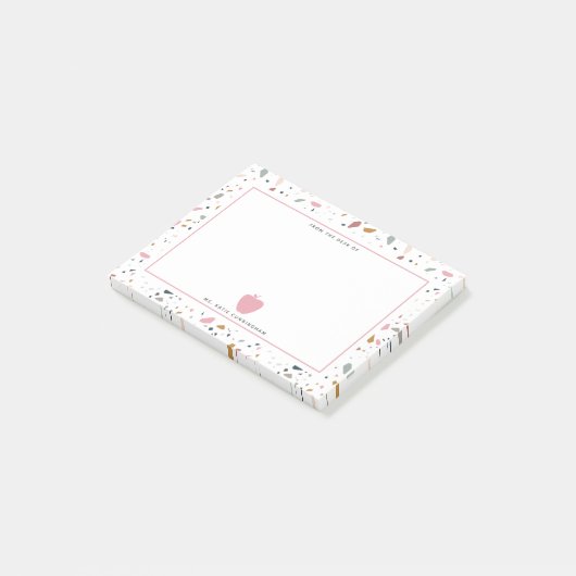Terrazzo Pattern Pink Apple Teacher Post-it® Notes (Schuin)