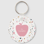 Terrazzo Pattern Pink Apple Teacher Sleutelhanger (Voorkant)