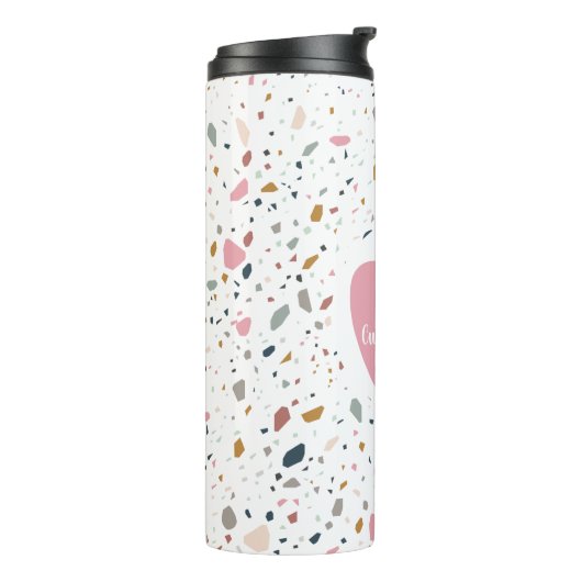 Terrazzo Pattern Pink Apple Teacher Thermosbeker (Gedraaid links)