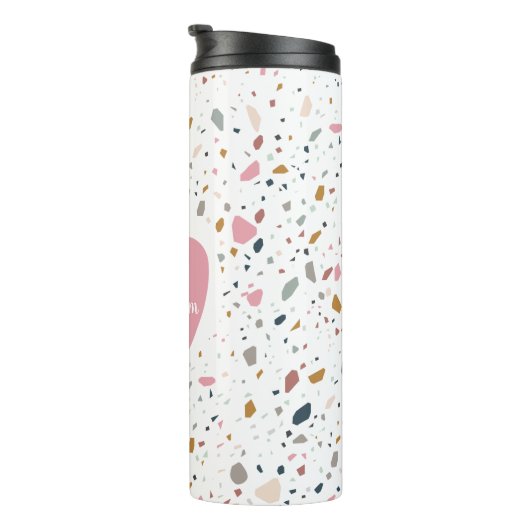 Terrazzo Pattern Pink Apple Teacher Thermosbeker (Geroteerd rechts)
