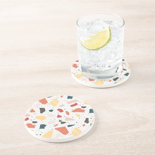 Terrazzo Pattern Zandsteen Onderzetter (Zijkant)