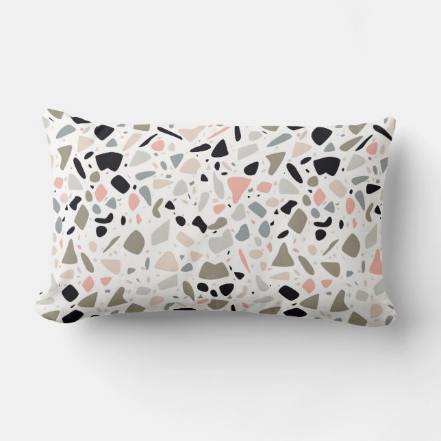 Terrazzo Peach/Chevron Lumbar Pillow Kussen (Voorkant)