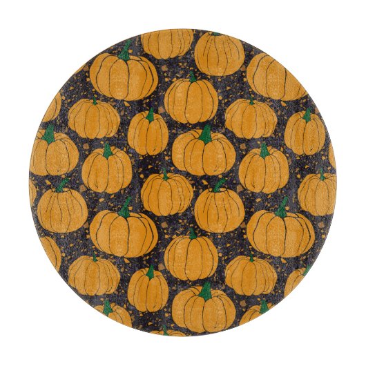 Terrazzo pompoenen,  herfstpatroon. snijplank (Voorkant)