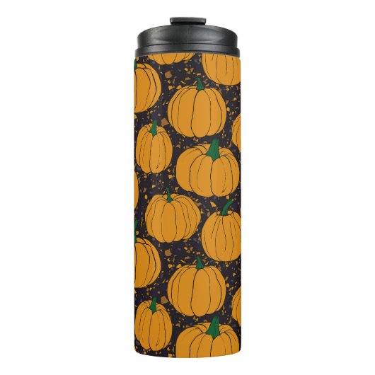 Terrazzo pompoenen, herfstpatroon. thermosbeker (Voorkant)