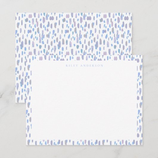 Terrazzo Print Flat Note Kaart in Lila Notitiekaartje (Voorkant / Achterkant)