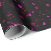 Terrazzo Retro Black Hot Pink  Pattern Cadeaupapier (Rol Hoek)