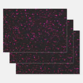 Terrazzo Retro Black Hot Pink  Pattern Inpakpapier Vel