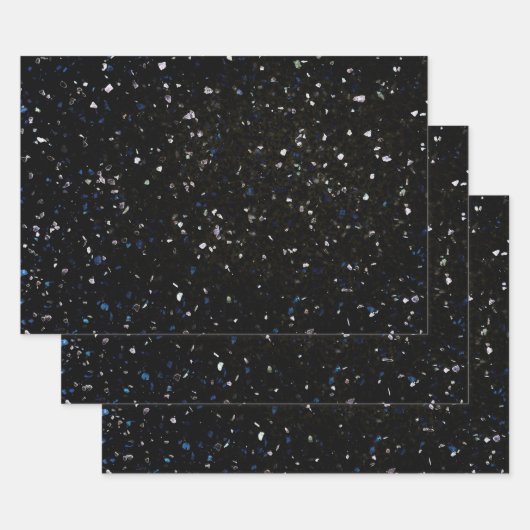 Terrazzo Retro Black White Blue  Pattern Inpakpapier Vel (Set)