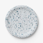 Terrazzo Retro Blauwgroen Blue Green White Grey El Papieren Bordje (Voorkant)