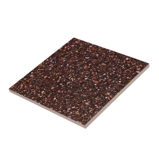 Terrazzo Retro Brown Black Tan Brown Elegant Tegeltje (Zijkant)