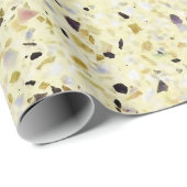 Terrazzo Retro Gold Yellow Black  Pattern Cadeaupapier (Rol Hoek)