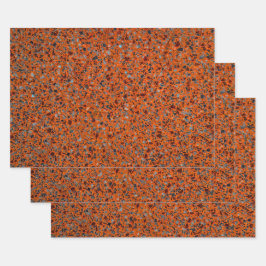 Terrazzo Retro Oranje grijs bruin  patroon Inpakpapier Vel