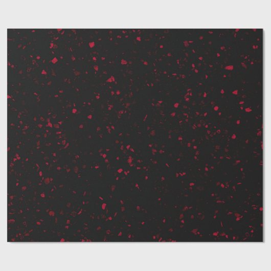 Terrazzo Retro Red Black Elegant Pattern Cadeaupapier (Vlak)