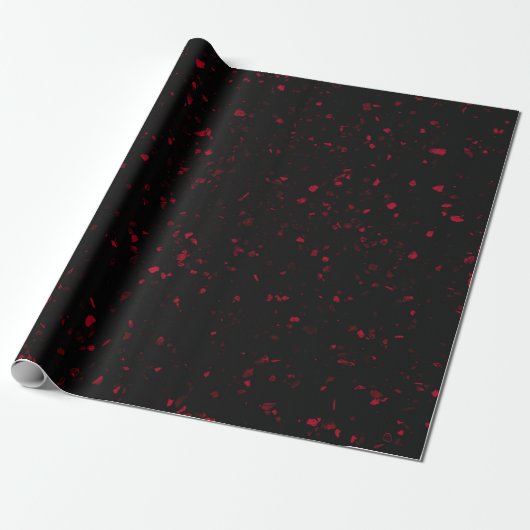 Terrazzo Retro Red Black Elegant Pattern Cadeaupapier (Uitgerold)