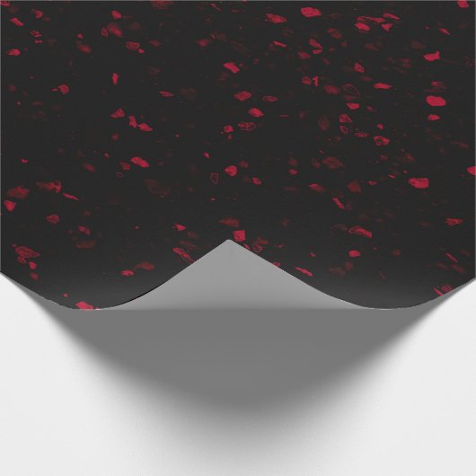 Terrazzo Retro Red Black Elegant Pattern Cadeaupapier (Hoek)