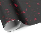 Terrazzo Retro Red Black Elegant Pattern Cadeaupapier (Rol Hoek)