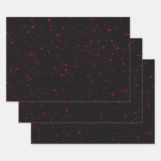 Terrazzo Retro Red Black Elegant  Pattern Inpakpapier Vel (Set)