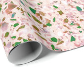 Terrazzo Retro Roze Groen Patroonontwerp Cadeaupapier (Rol Hoek)