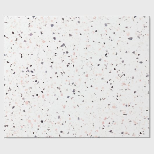 Terrazzo Retro White Black Pink Pattern Cadeaupapier (Vlak)