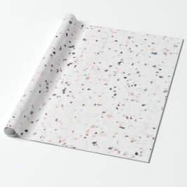 Terrazzo Retro White Black Pink  Pattern Cadeaupapier