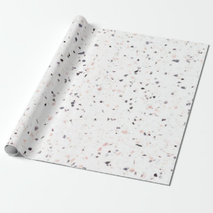 Terrazzo Retro White Black Pink  Pattern Cadeaupapier