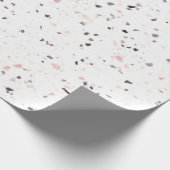 Terrazzo Retro White Black Pink Pattern Cadeaupapier (Hoek)