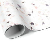 Terrazzo Retro White Black Pink Pattern Cadeaupapier (Rol Hoek)