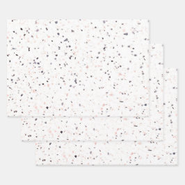 Terrazzo Retro White Black Pink  Pattern Inpakpapier Vel