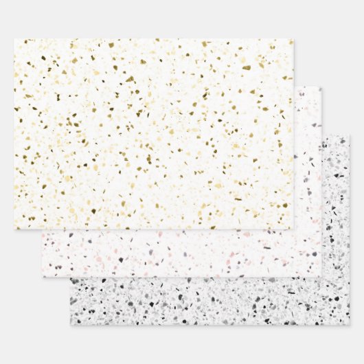Terrazzo Retro White Brown Green Black  Inpakpapier Vel (Set)