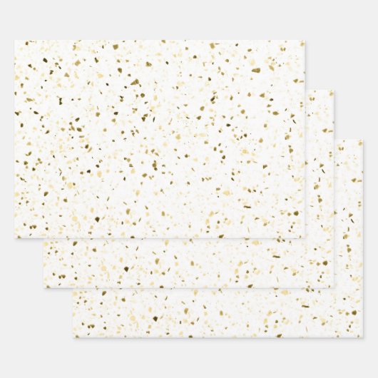 Terrazzo Retro White Brown Green  Pattern Inpakpapier Vel (Set)