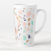 Terrazzo roos gouden munt wit foto naam script latte mok (Rechts)