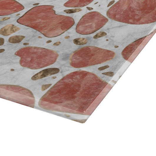 Terrazzo - Roos kwarts en goud op marmer #1 Snijplank (Hoek)