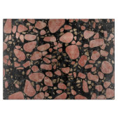 Terrazzo - Roos kwarts en goud op marmer #2 Snijplank (Voorkant)