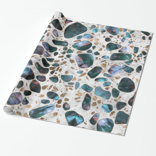 Terrazzo - Shimerring Agate en gold op marmer #1 Cadeaupapier (Uitgerold)