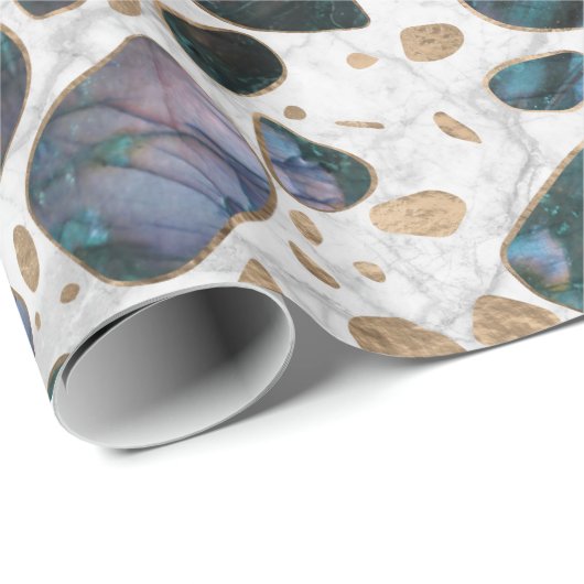 Terrazzo - Shimerring Agate en gold op marmer #1 Cadeaupapier (Rol Hoek)