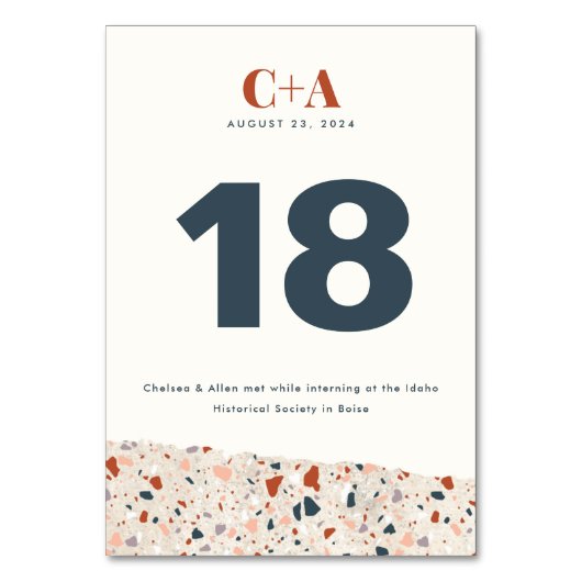 Terrazzo Slab Bruiloft Dubbelzijdig Kaart (Voorkant)