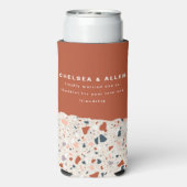 Terrazzo Slab Bruiloft Gast Skinny Seltzer Blikjeskoeler (Seltzer Achterkant)