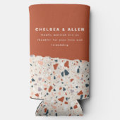 Terrazzo Slab Bruiloft Gast Skinny Seltzer Blikjeskoeler (Achterkant)