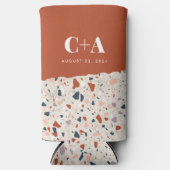 Terrazzo Slab Bruiloft Gast Skinny Seltzer Blikjeskoeler (Voorkant)