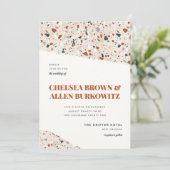 Terrazzo Slab Modern Wedding Invitation Aankondiging (Staand voorkant)