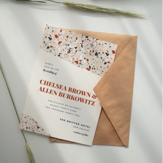 Terrazzo Slab Modern Wedding Invitation Aankondiging